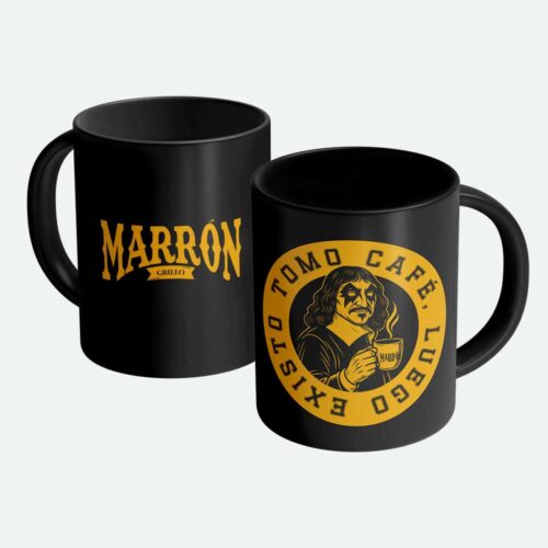 Taza tomo café, luego existo